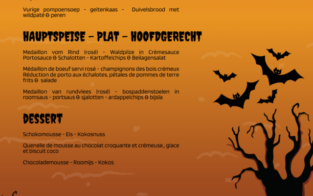 Halloween Menu 2024, erhältlich von 31.10 - 03.11.2024 im Restaurant Mercator von Worriken