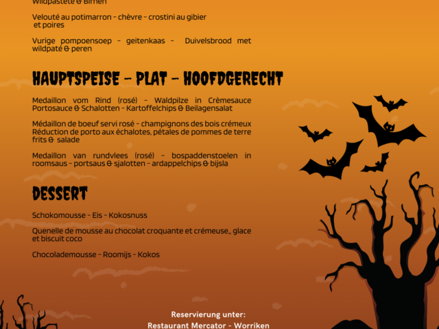 Halloween Menu 2024, erhältlich von 31.10 - 03.11.2024 im Restaurant Mercator von Worriken